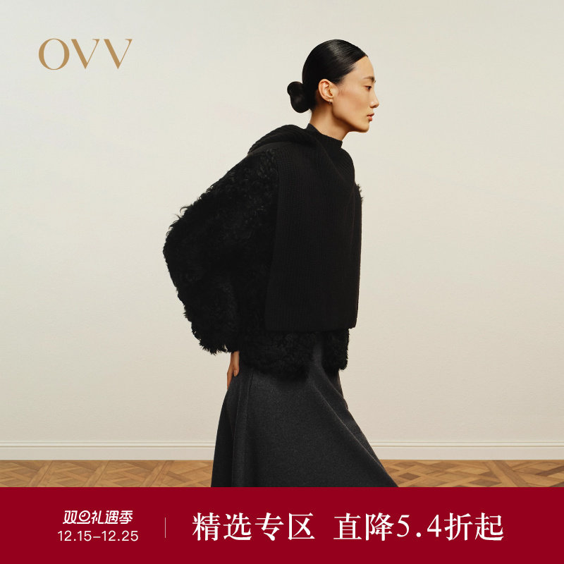 OVV秋冬热卖女装可双面穿着36mm卷毛小圆领皮草外套
