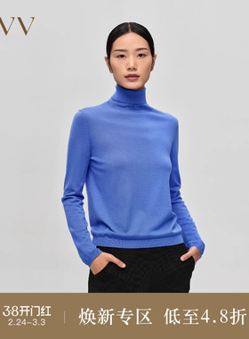 【可机洗黄金羊毛】OVVOutlet秋冬新款女装刺绣高领长袖针织衫