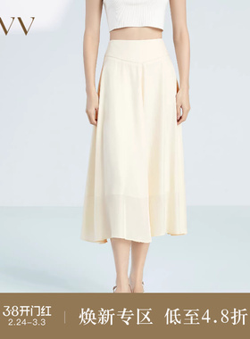 OVV春夏热卖女装单面缎三醋酸微弹优雅柔美A字半身裙单裙