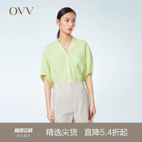 OVV休闲短袖明亮春夏亚麻