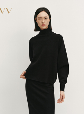OVVOutlet秋冬热卖女装保暖舒适羊毛混纺休闲高领长袖针织衫