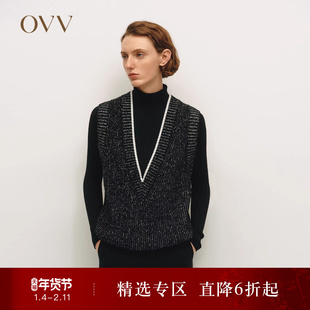 OVVOutlet秋冬热卖女装时尚休闲深V领基础易搭无袖针织背心