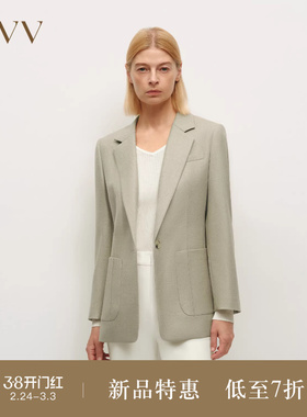 OVVOutlet秋冬热卖女装简约舒适平驳领羊毛花呢休闲西服外套