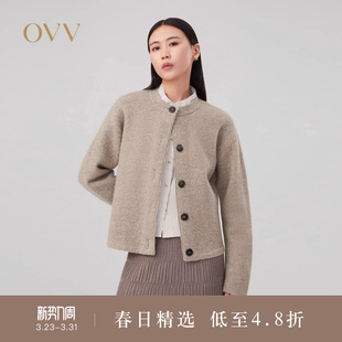 针织外套 羊毛羊驼毛正反两穿弧形袖 OVV秋冬热卖 女装