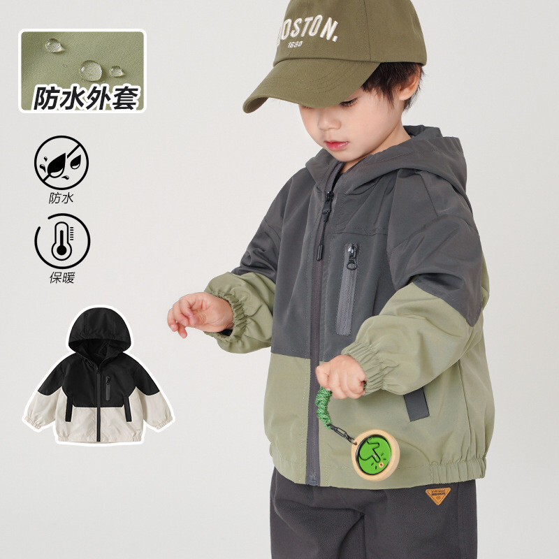 男童防水冲锋衣中小童工装服外套春装春秋童装儿童宝宝上衣春季潮