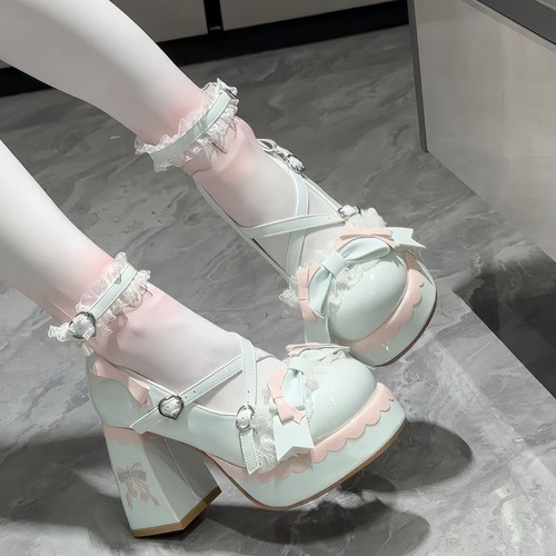 防水台高跟鞋原创日系y2甜酷可爱软妹jk洛丽塔鞋甜美lo鞋粗跟女鞋