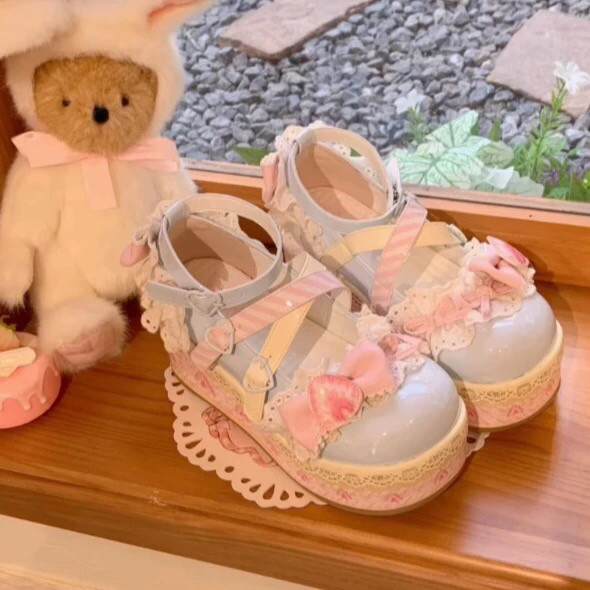 可爱洛丽塔鞋子松糕底厚底仙女L浅口单鞋