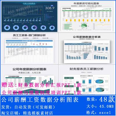 薪酬数据统计分析可视化图表 excel表格薪资工资支出预算财务报表