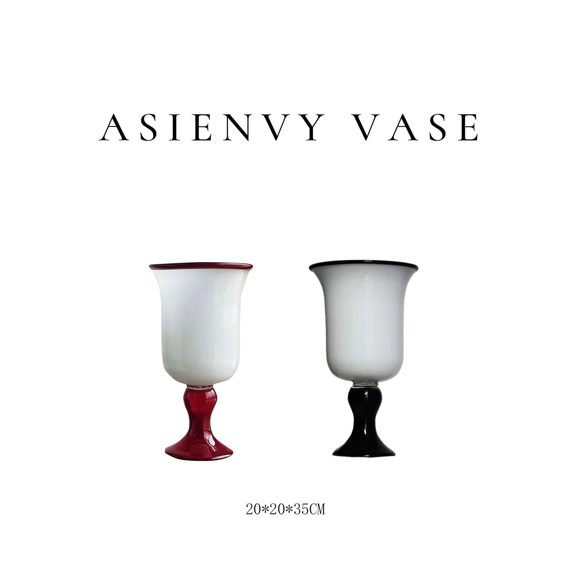 云司羡 Vintage中古黑白风灯琉璃花瓶白瓷质地Ins高级感法式花瓶