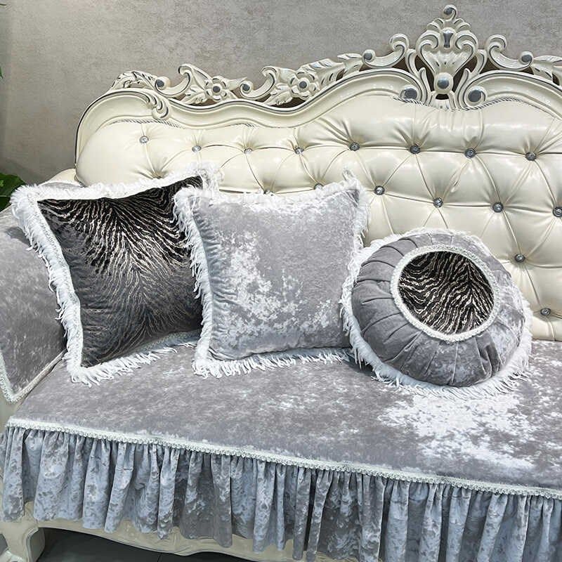 欧式羽毛抱枕轻奢法式圆枕卧室客厅通用椅垫坐垫沙发垫防滑放猫抓