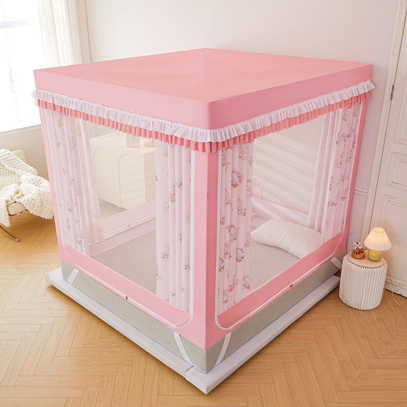 蚊帐家用2024新款卧室防摔儿童床帘一体式遮光帘1米5床V1.8m5大床