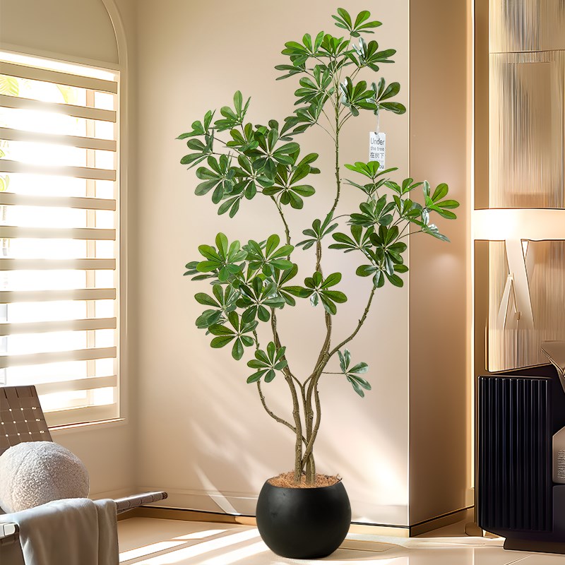 鸭脚木仿真绿植落j地盆栽仿生植物摆件室内客厅沙发旁装饰盆景假