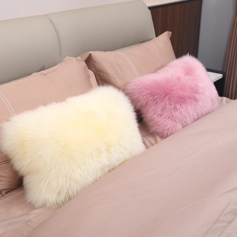 纯羊毛靠垫沙发靠枕皮草长毛毛抱枕澳洲I羊皮床靠真皮靠垫皮毛一
