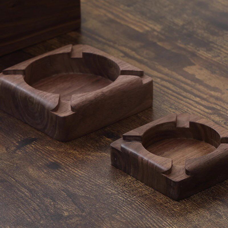 北美黑胡桃木创意烟灰缸一体掏挖桌面装饰私人家用新中式质感烟缸
