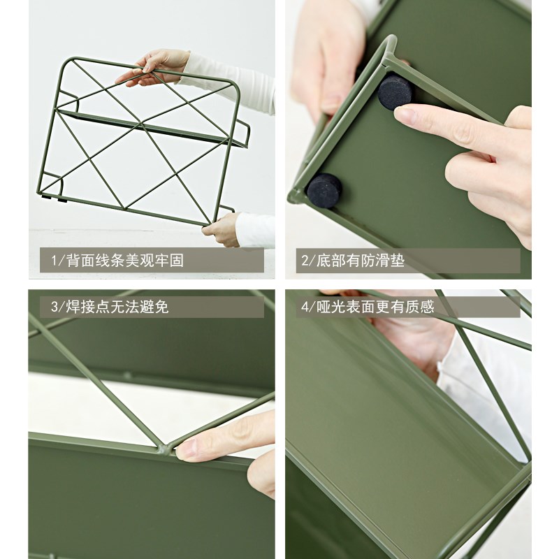 墨绿色铁艺收纳架 ins风厨w房置物架 洗手间双层储物架 家用杂物