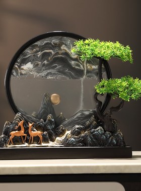 流水生财假山流沙画摆件s家居客厅玄关办公室乔迁开业礼物酒柜装