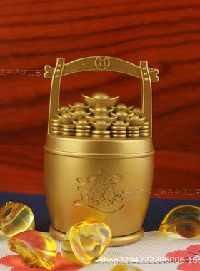 仿铜元宝一桶金摆件合金一桶金手把件小水桶招财摆件客厅办公室