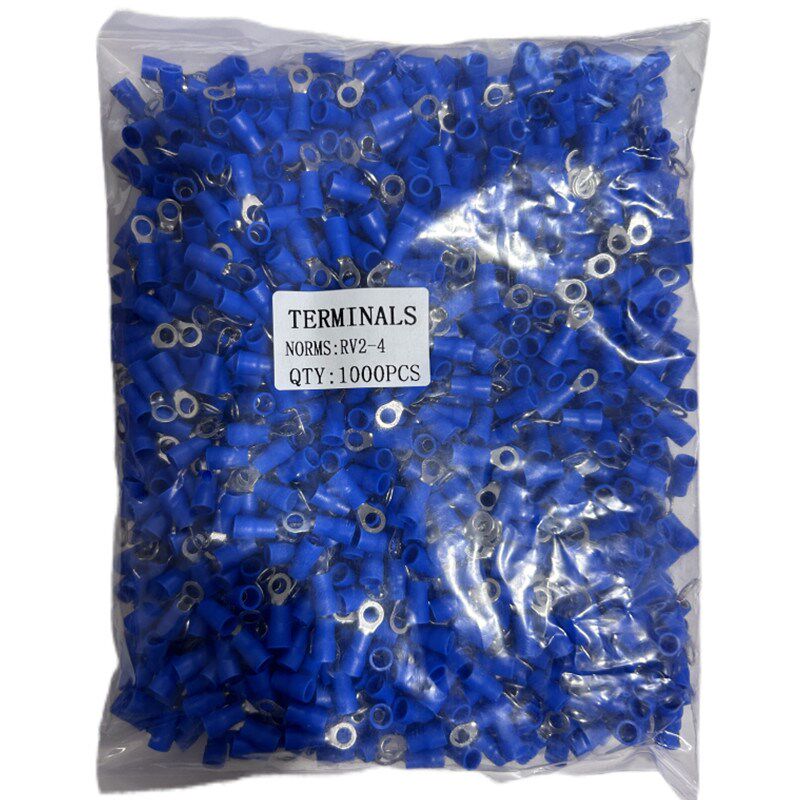 RV2-4S预绝缘冷压端子RV2-4圆形O型接线铜线鼻子带护套头2.5平方