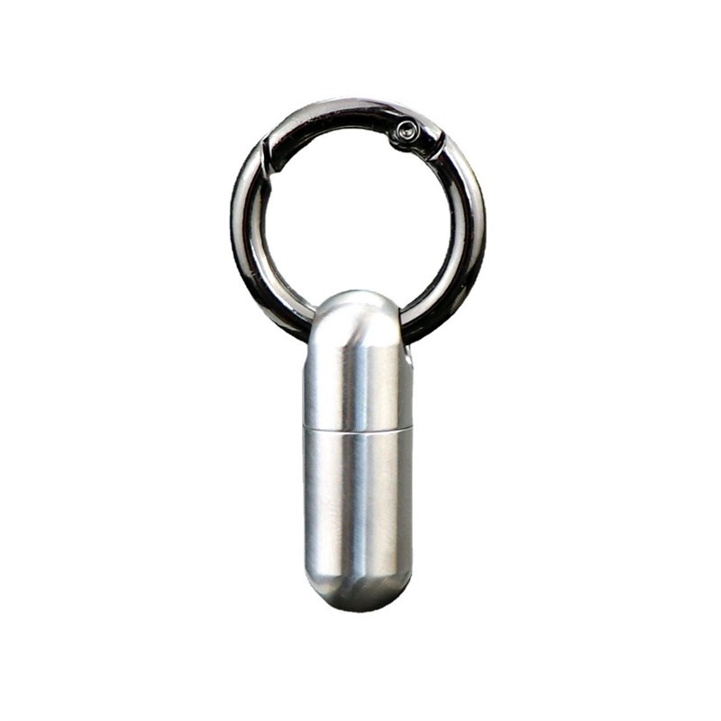 随身便携迷你小药盒密封防水防y潮小药瓶带钥匙挂扣纯钛金属收纳