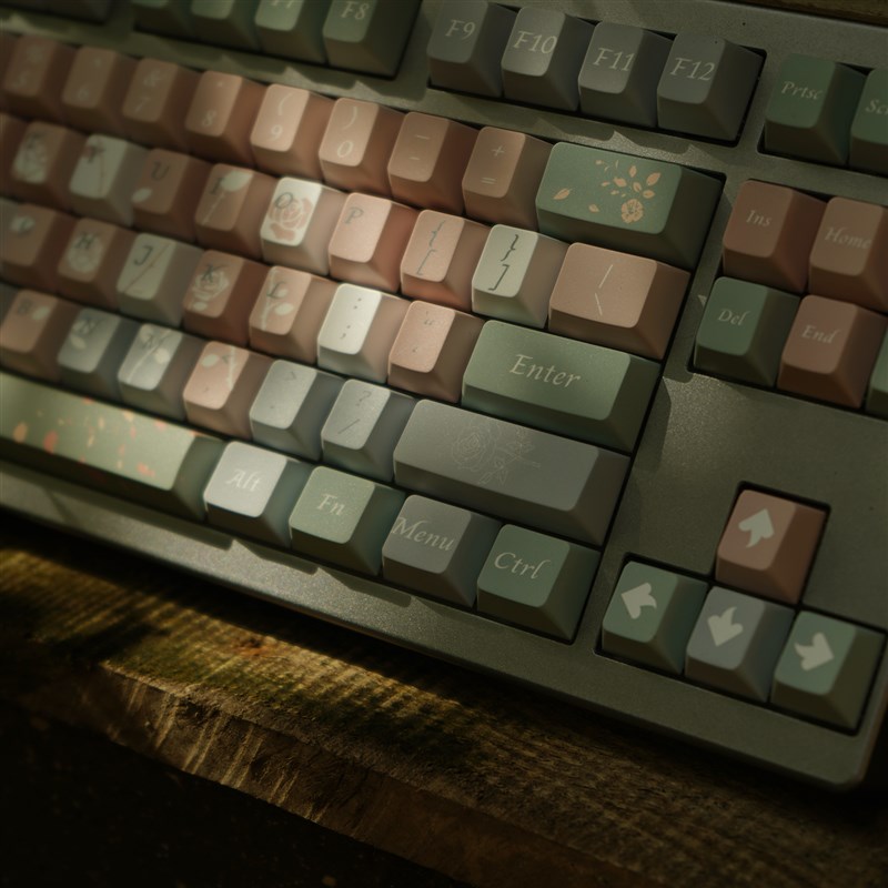 原厂键帽pbt小全套五面r热升华旧约玫瑰主题129键适用于MX机械键