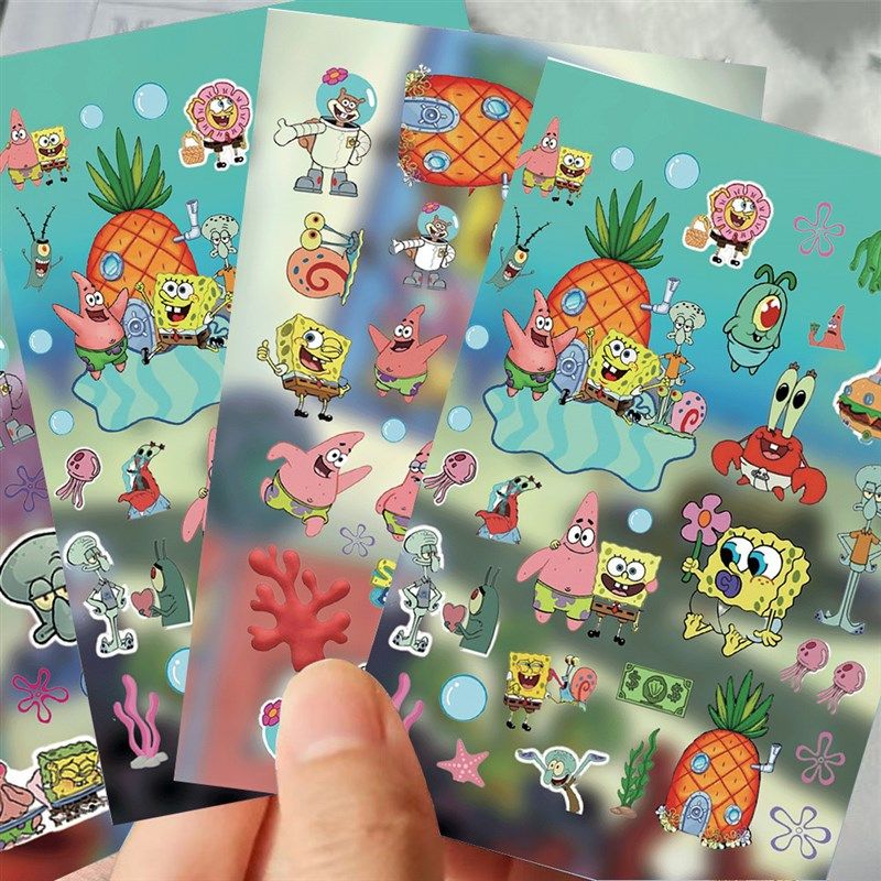 32张海绵宝宝切膜贴纸爆款涂鸦ins创意卡通动画打包素材防水贴画,3C数码配件,笔记本个性小贴纸,淘宝优惠券,粉丝福利购,淘宝优惠卷