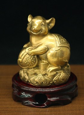 黄铜十二生肖猴鼠k龙三合贵人摆件12地支申子辰三合局风水铜工艺