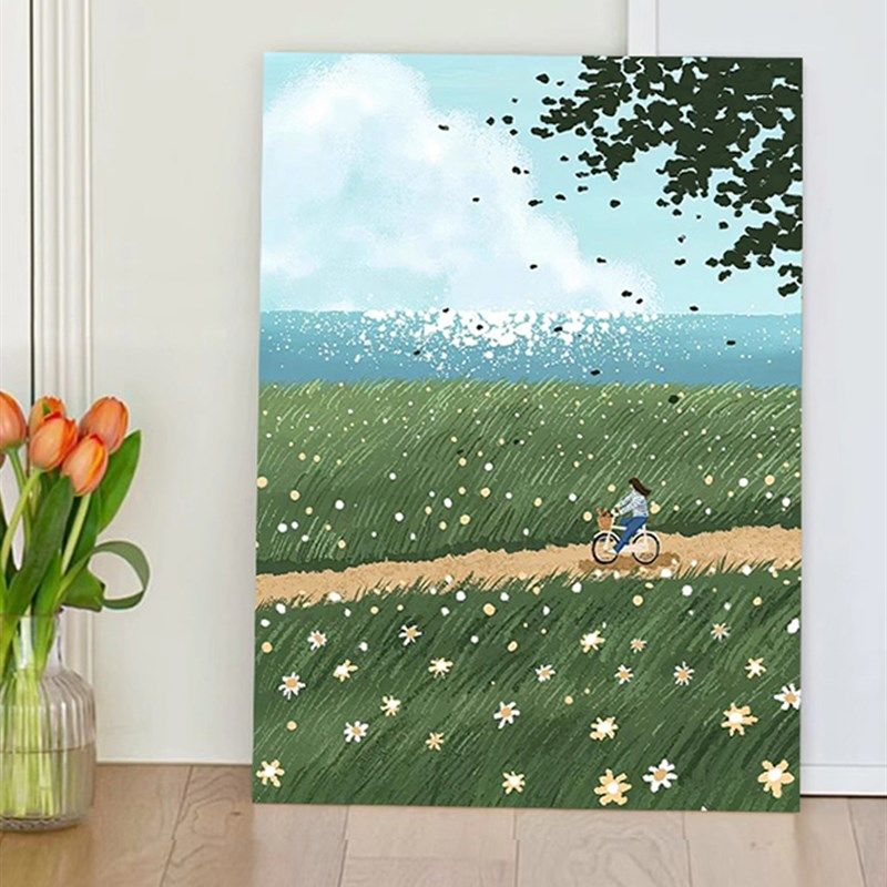 【特惠捡漏】松弛感慵懒风覆刻版画绿色风景治愈系高级艺术家挂画