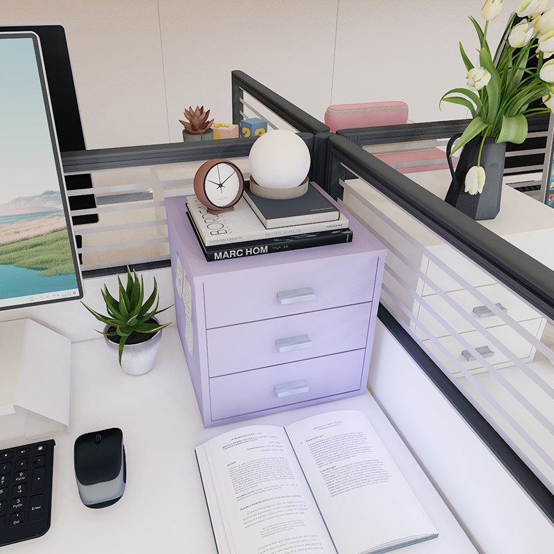 办公室小型铁h皮柜白黑色文件柜多层矮柜复古彩色宿舍桌面储物柜