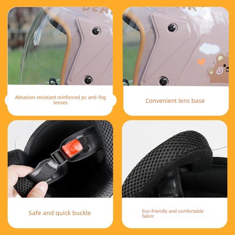 电动车头盔女冬季保暖可爱护耳围脖摩托车男半盔3c认证防雾安全帽