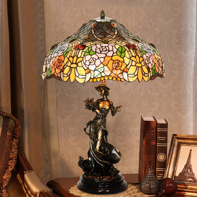 【六面玫瑰d】欧式田园tiffany复古传世收藏客厅卧室大台灯落地灯