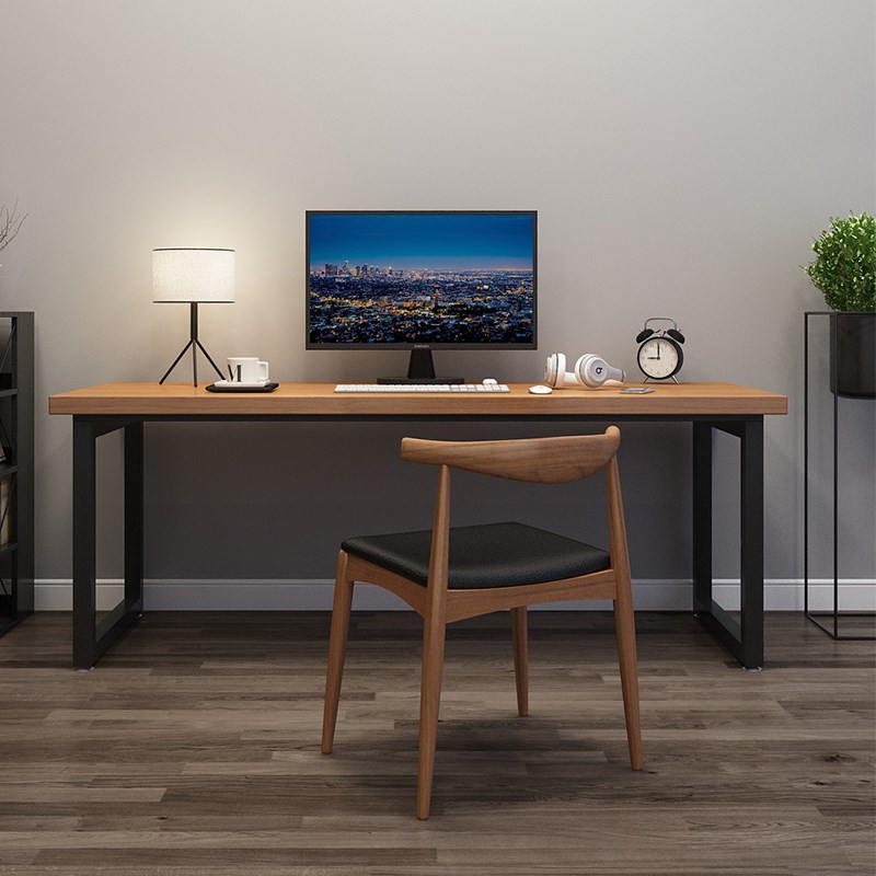 实木电脑桌简约现代书桌家用台式桌简易学习桌P木头办公桌电竞工