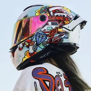 西班牙mt头盔雷神4摩托车全盔大码双镜片男女机车轻赛四季大尾翼