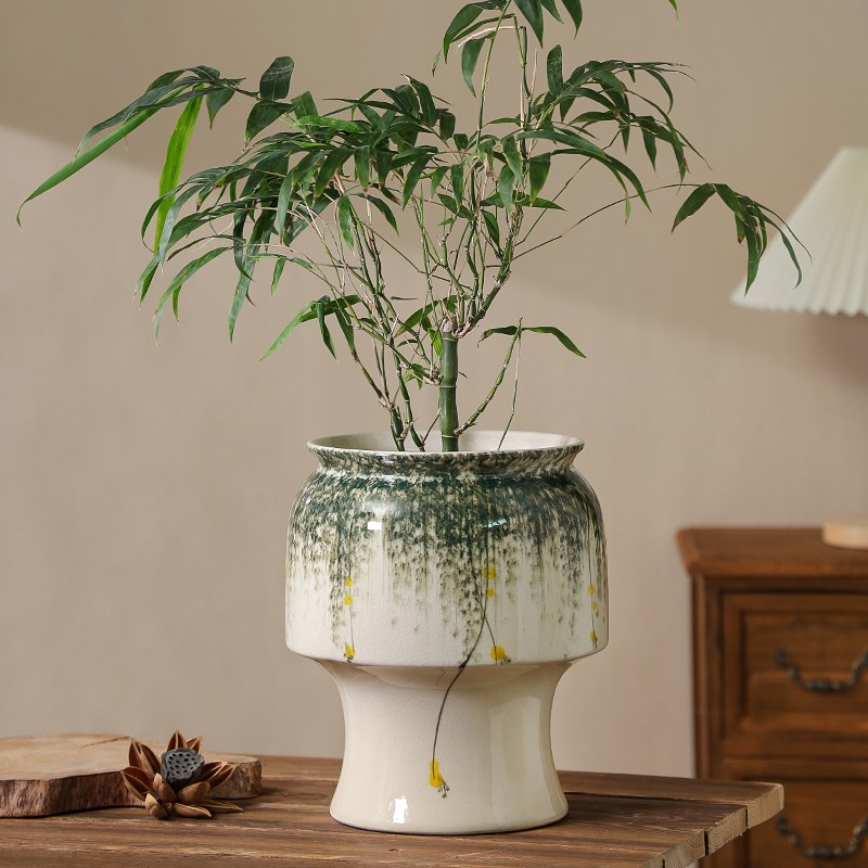 新中式家用陶瓷花盆室内桌面摆放大号兰花发财树冬青三角梅专用盆