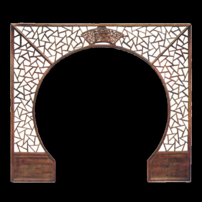 新中式仿古实木月洞门屏风隔断电视背景墙圆拱月亮门多宝阁中医