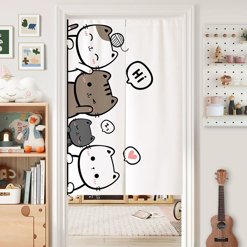 儿童卡通门帘家用卧室卫生间布艺半截短帘隔断帘半帘挂帘遮丑帘子