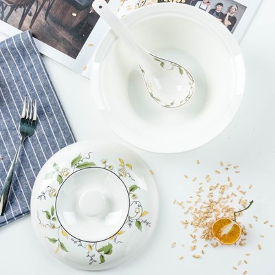 家用唐山骨瓷9英寸大汤r碗带盖品锅汤锅9寸汤盆大汤碗瓷盖大海碗