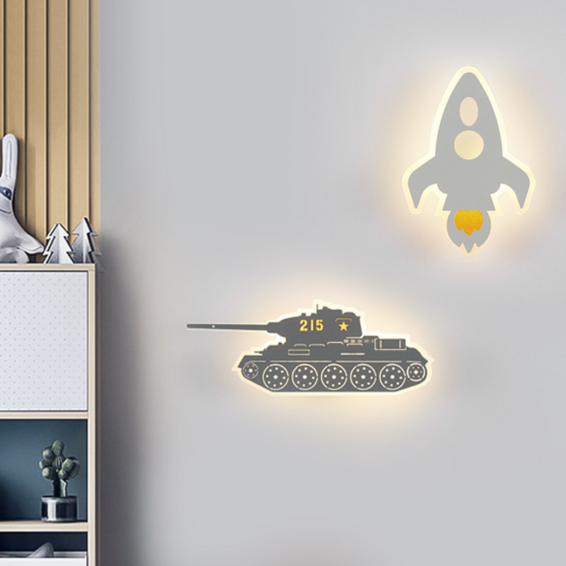 儿童房壁灯创意火箭坦克壁灯卧室床头led灯背景墙过道走廊装饰灯,家装灯饰光源,壁灯,淘宝优惠券,粉丝福利购,淘宝优惠卷