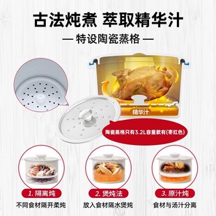 天际GSD B32E炖锅隔水炖电炖锅白瓷燕窝炖盅一锅四胆煲汤全自动