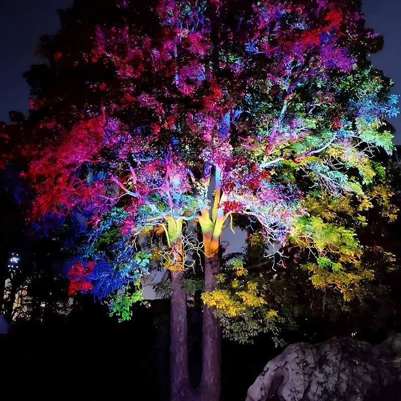 led彩虹照树j灯户外防水文旅假山溶洞氛围灯庭院七彩虹投光灯树灯