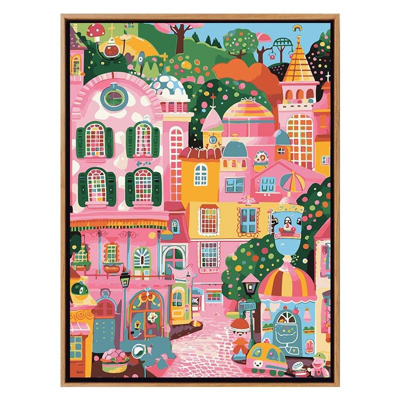 治愈风景童话小镇diy数字油画多巴胺油彩画 手绘填充心理减压画画,家居饰品,DIY/数字油画,淘宝优惠券,粉丝福利购,淘宝优惠卷