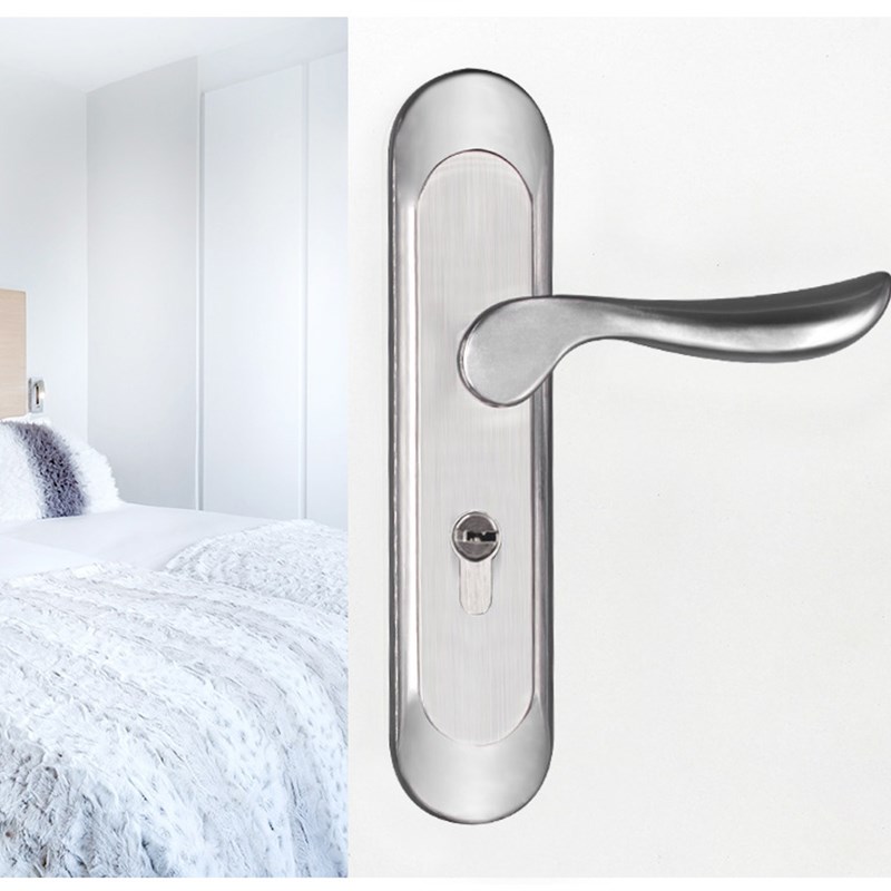 室内门锁房间门卧室木门可调x节免打孔不锈钢50面板门把手锁具配