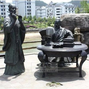 定制仿铜人物雕塑玻璃钢商业街民俗小品农耕名人胸像公园铜雕摆件