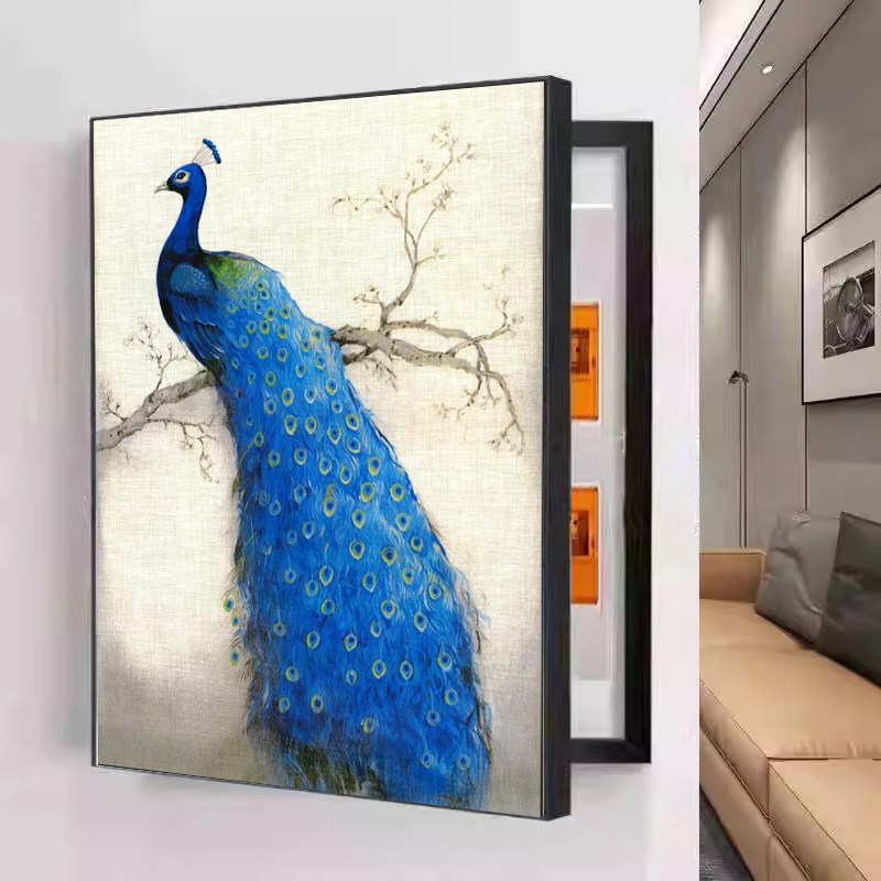 简约免打孔电表箱装饰画竖款遮挡配电箱空开电源电U闸竖版客厅挂