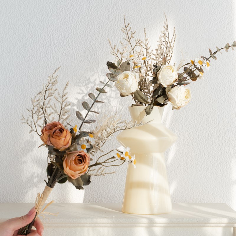 假花仿真花摆设桌面戴安娜玫瑰花B束高级感真树枝摆件客厅室内装
