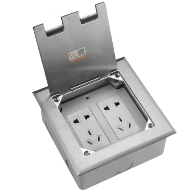 梅兰日兰146k开启式防水铜地插加厚网络电源隐藏式不锈Y钢地板插