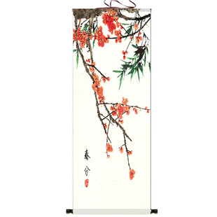 荷花图花鸟画卷轴画丝绸画绢画新中式轻奢挂画玄关装饰画鱼戏莲叶