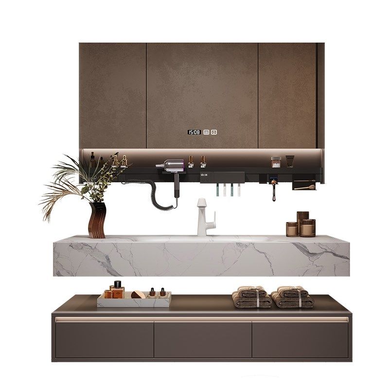 轻奢酒店风岩板无缝陶瓷一体盆浴室柜组合洗手洗脸盆卫生间洗漱台,家装主材,浴室柜组合,淘宝优惠券,粉丝福利购,淘宝优惠卷