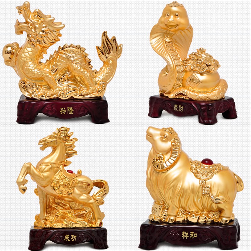 十二生肖摆件全套12生肖鼠牛虎兔龙F蛇马羊猴鸡狗猪工艺品摆设装