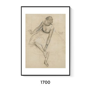 德加芭蕾舞者印象派跳舞女孩肖像素描装饰画芯客厅卧室玄关挂画心