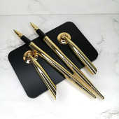 商务酒店前台签名笔固定底座签字笔金属水性笔办公会议两支签约笔